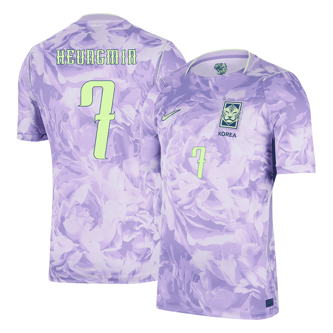 Camiseta de fútbol de visitante de HEUNGMIN #7 de Corea del Sur para el Mundial 2026, color morado.