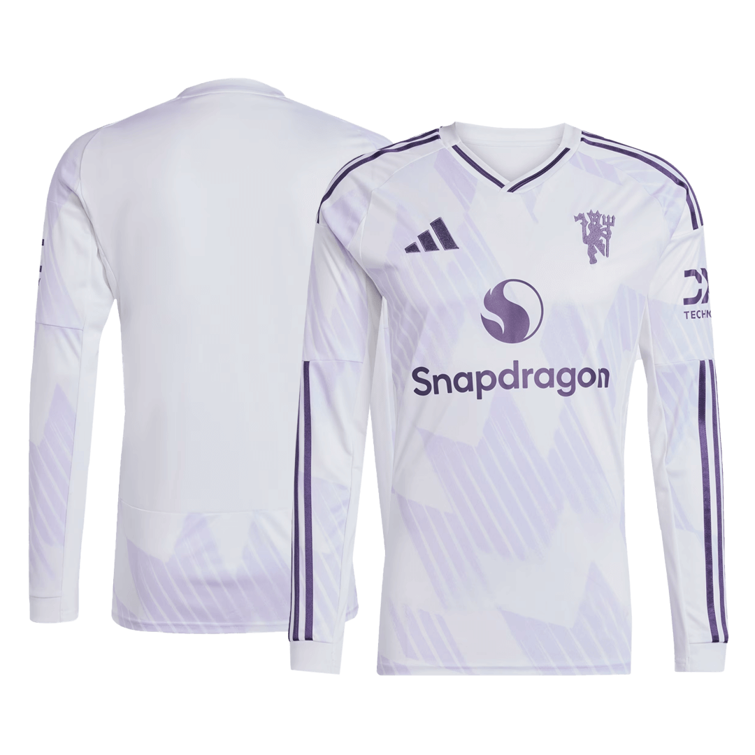 Camiseta de fútbol de manga larga visitante del Manchester United 2025/26 blanca