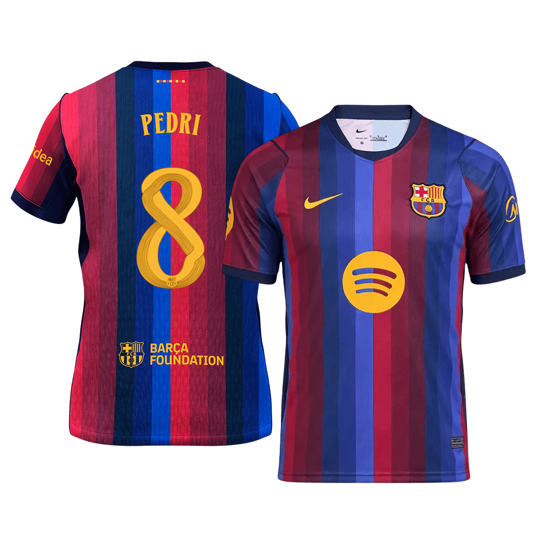 PEDRI #8 Camiseta de fútbol del Barcelona para hombre, temporada 26/27, manga corta, azul y granate - UCL