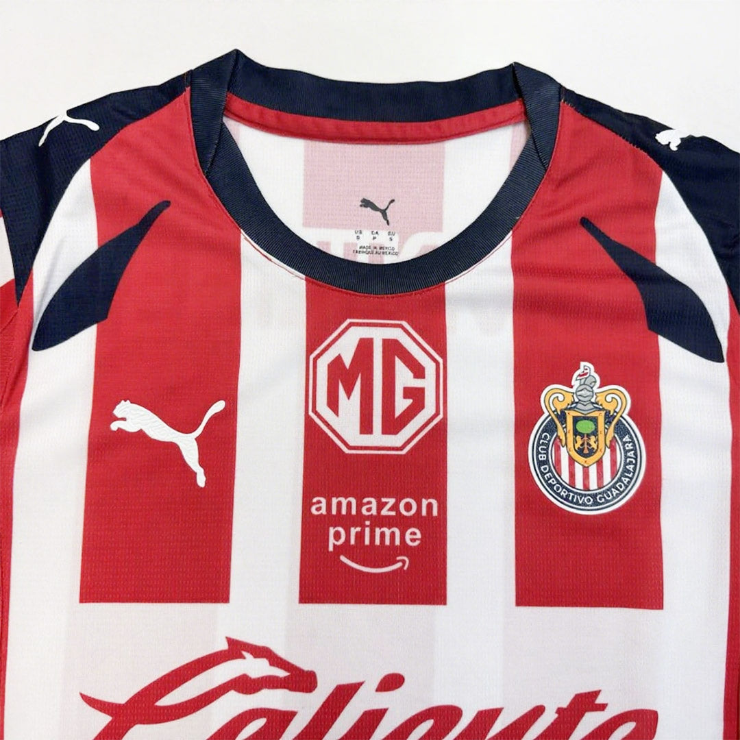 Camiseta de fútbol local de Chivas 2025/26 roja y blanca