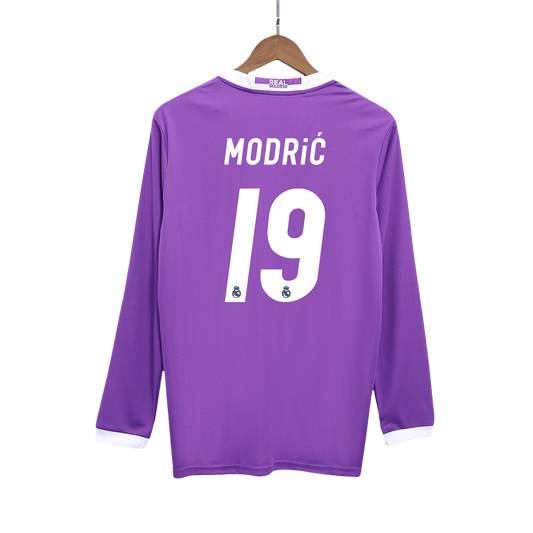 Camiseta de fútbol vintage de manga larga ModriĆ #19 de visitante del Real Madrid 2016/17