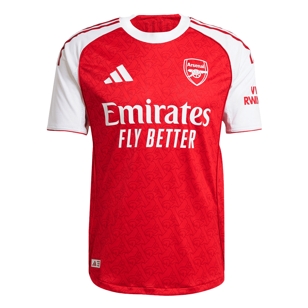Camiseta de fútbol local auténtica RICE #41 del Arsenal 2025/26, roja
