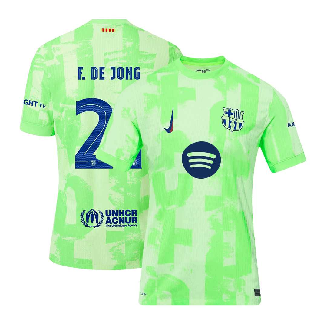 Auténtica camiseta de visitante del F.DE JONG #21 del Barcelona 2024/25 (UCL) (Logotipo de Spotify sin texto)