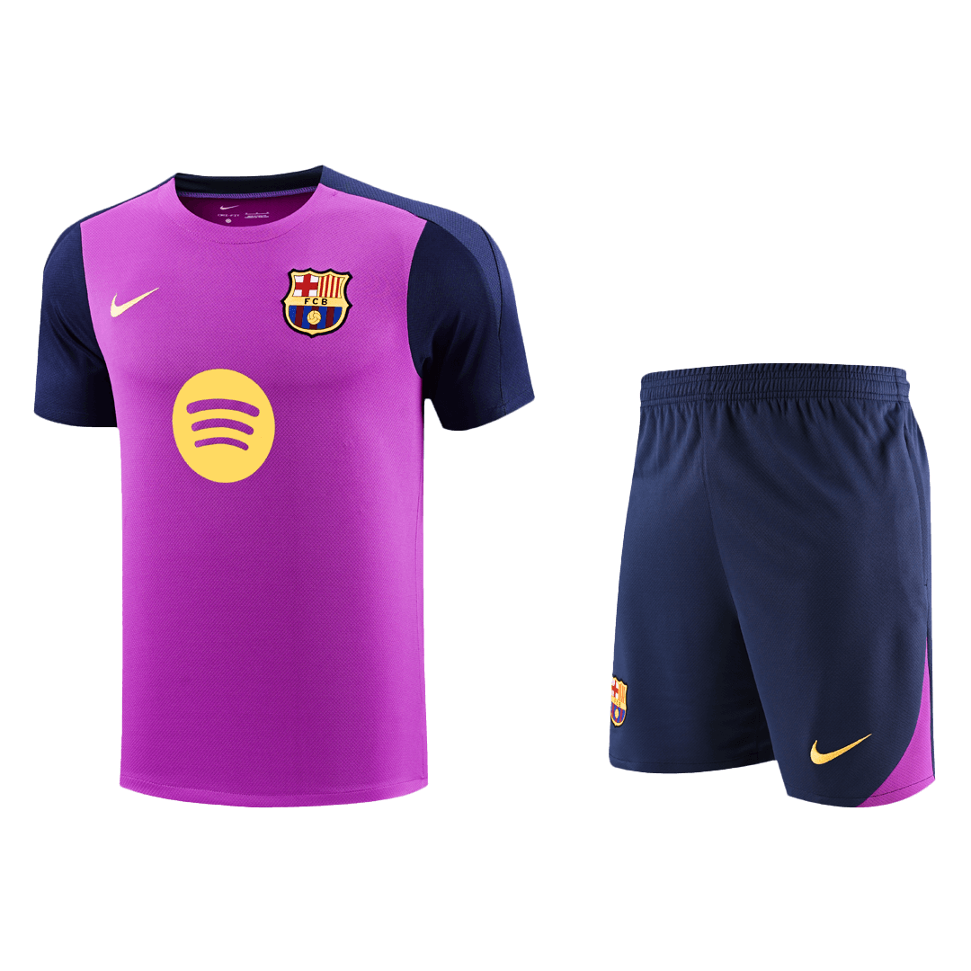Kit de entrenamiento prepartido del Barcelona (Kit y pantalón corto) 2025/26, color morado