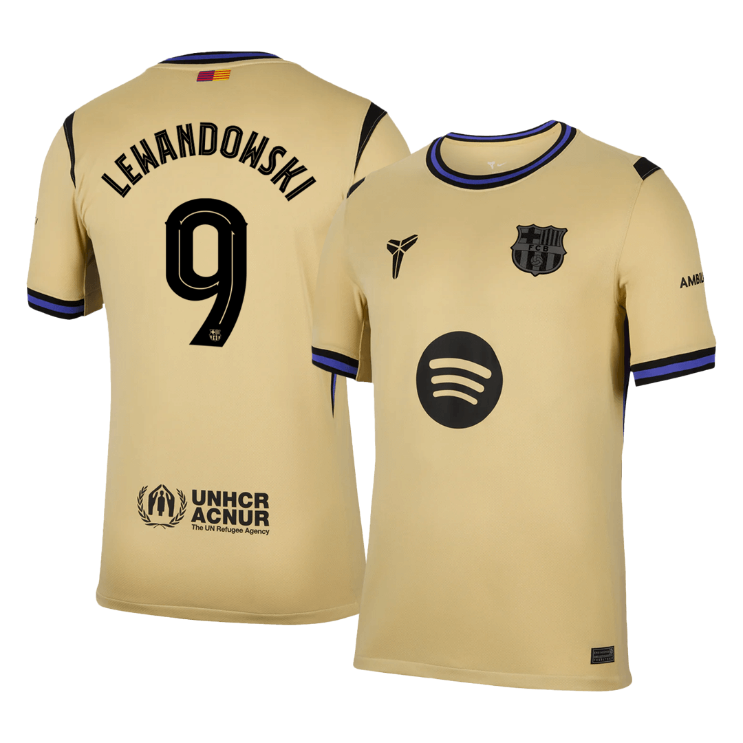 Camiseta de visitante del Barcelona LEWANDOWSKI #9 2025/26, amarilla - UCL