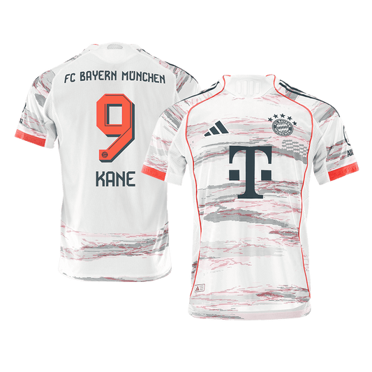 Camiseta de visitante auténtica del Bayern Múnich KANE #9 2025/26, blanca