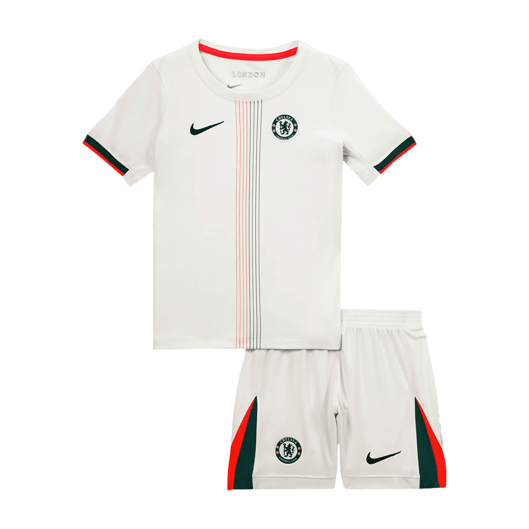 Kit de fútbol visitante del Chelsea para niño (camiseta y pantalón corto) 2025/26, color blanco