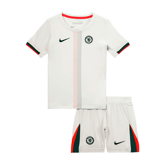 Kit de fútbol visitante del Chelsea para niño (camiseta y pantalón corto) 2025/26, color blanco