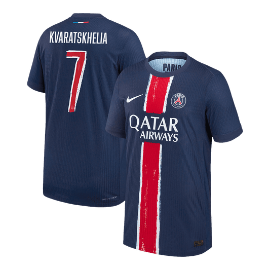 Camiseta de fútbol local auténtica KVARATSKHELIA #7 del PSG 2024/25, azul marino - UCL