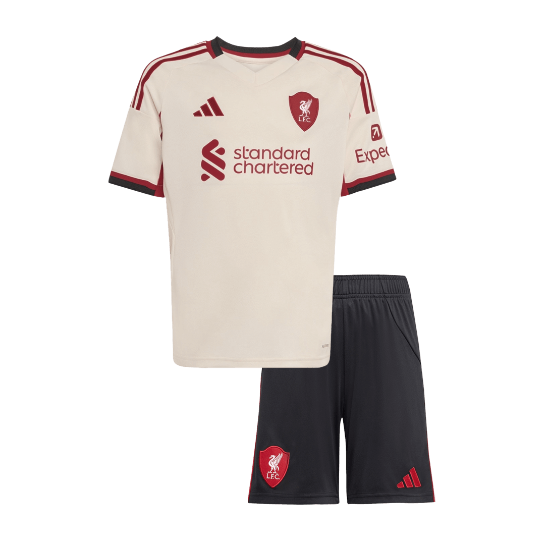 Kit de fútbol visitante del Liverpool para niños (camiseta y pantalón corto) 25/26 blanco