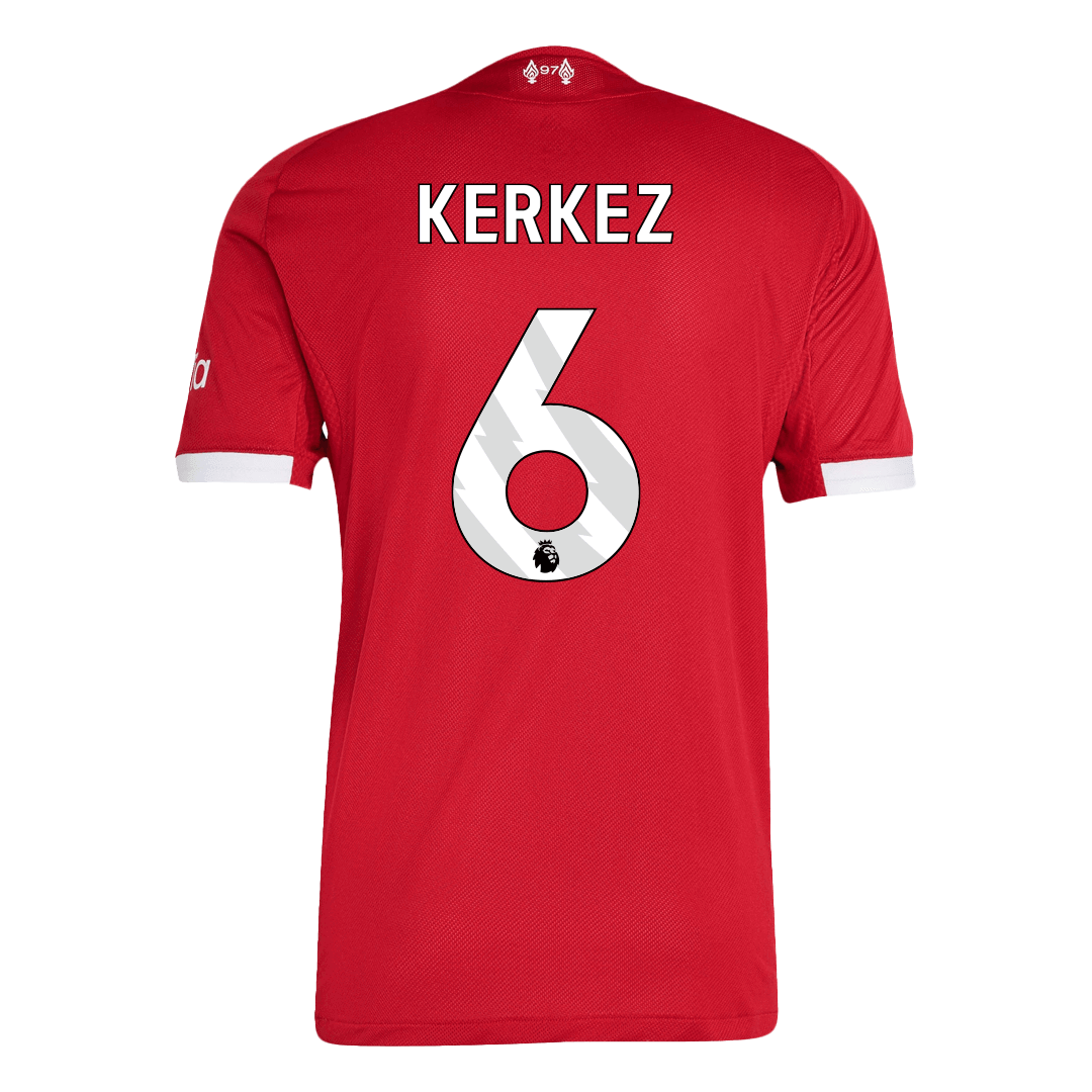 Camiseta de fútbol local auténtica KERKEZ #6 del Liverpool 2025/26, roja