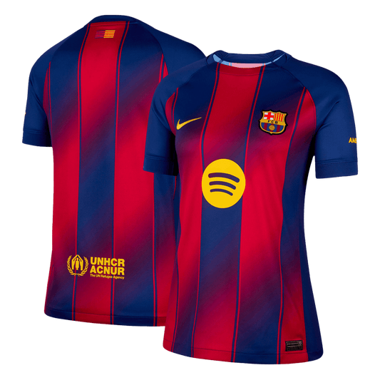 Camiseta de fútbol local del Barcelona para mujer 2025/26 azul y rojo