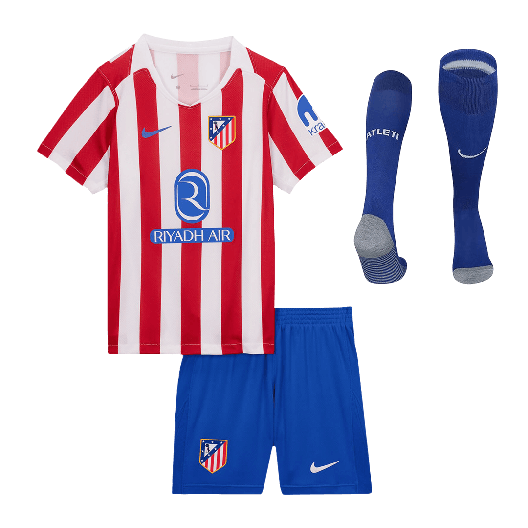 Kit de fútbol local del Atlético de Madrid para niño (Kit, pantalón corto y medias) 2025/26