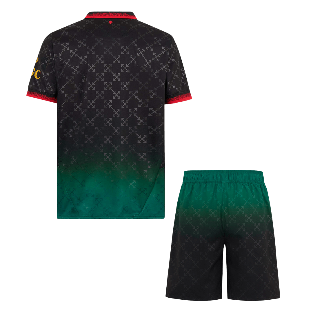 Kit de fútbol visitante del AC Milan (Kit y pantalón corto) 2024/25, verde y negro