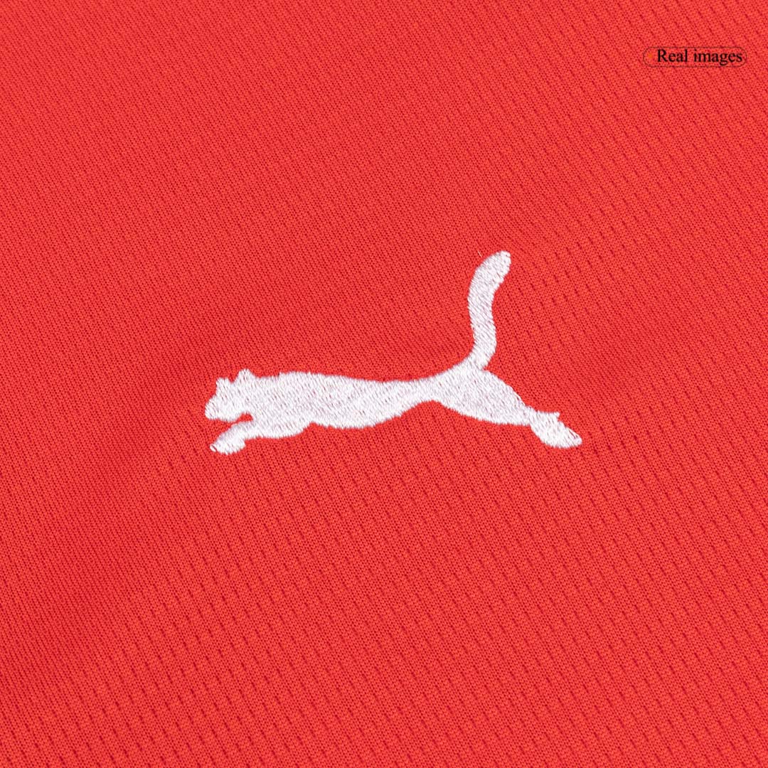 Equipación infantil de la selección de fútbol de Austria (camiseta + pantalón corto) para el Mundial de 2026, color rojo.