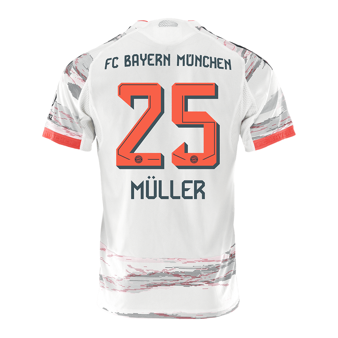 Camiseta de visitante auténtica MÜLLER #25 del Bayern Múnich 2025/26, blanca