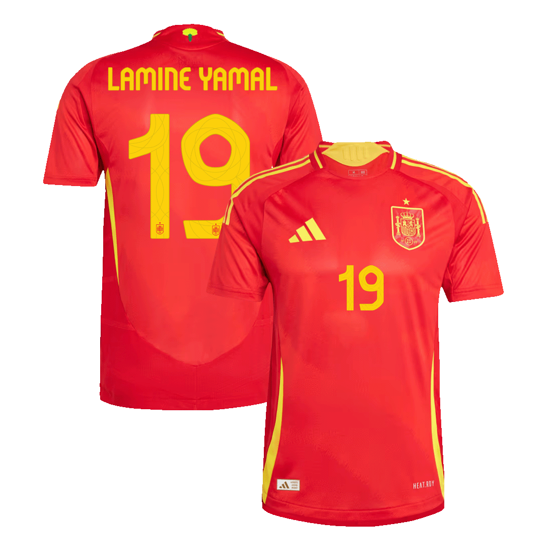 Camiseta de fútbol local de España LAMINE YAMAL #19, Eurocopa 2024