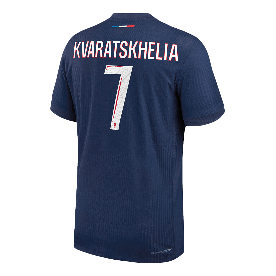 Camiseta de fútbol local auténtica KVARATSKHELIA #7 del PSG 2024/25, azul marino