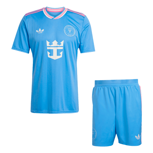 Kit de fútbol de visitante del Inter Miami (camiseta y pantalones cortos) 2025, azul