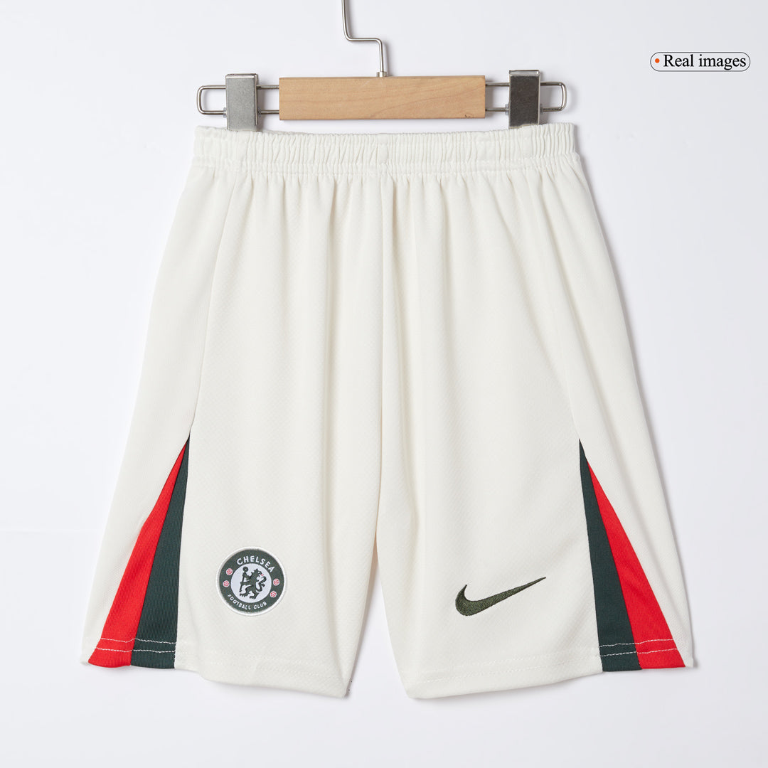 Kit de visitante del Chelsea para niño (camiseta, pantalón corto y calcetines) 2025/26, color blanco