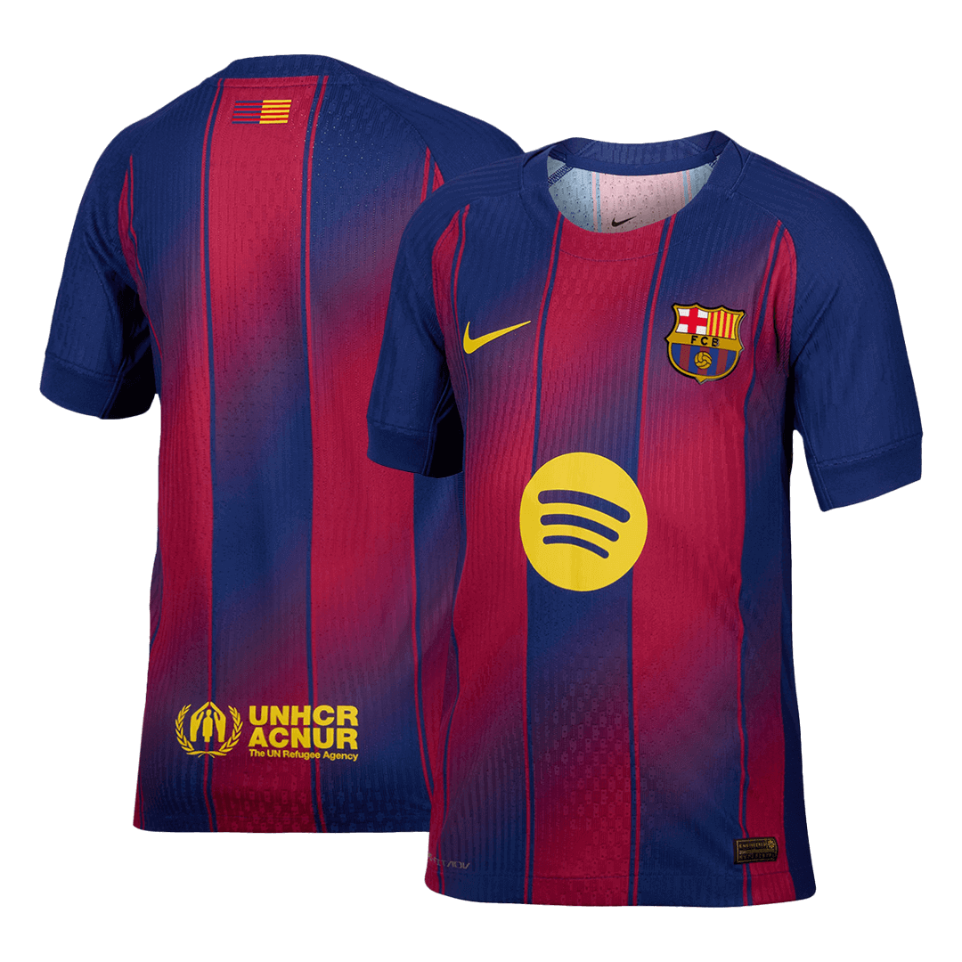 Camiseta de fútbol local auténtica del Barcelona 2025/26, roja y azul