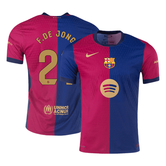 Camiseta de fútbol local auténtica de F.DE JONG #21 del Barcelona 2024/25 - Logotipo de Spotify sin texto
