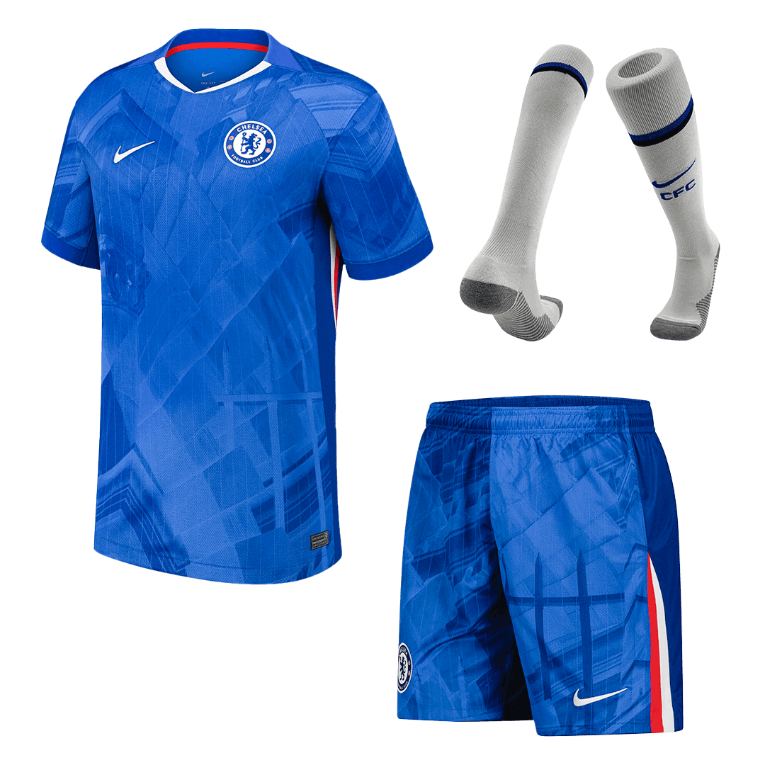 Kit de fútbol local del Chelsea (camiseta, pantalones cortos y calcetines) 2025/26, azul