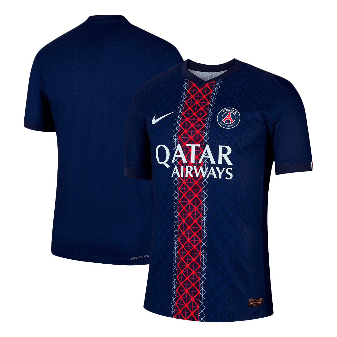 Camiseta de fútbol local auténtica del PSG 2025/26 azul marino