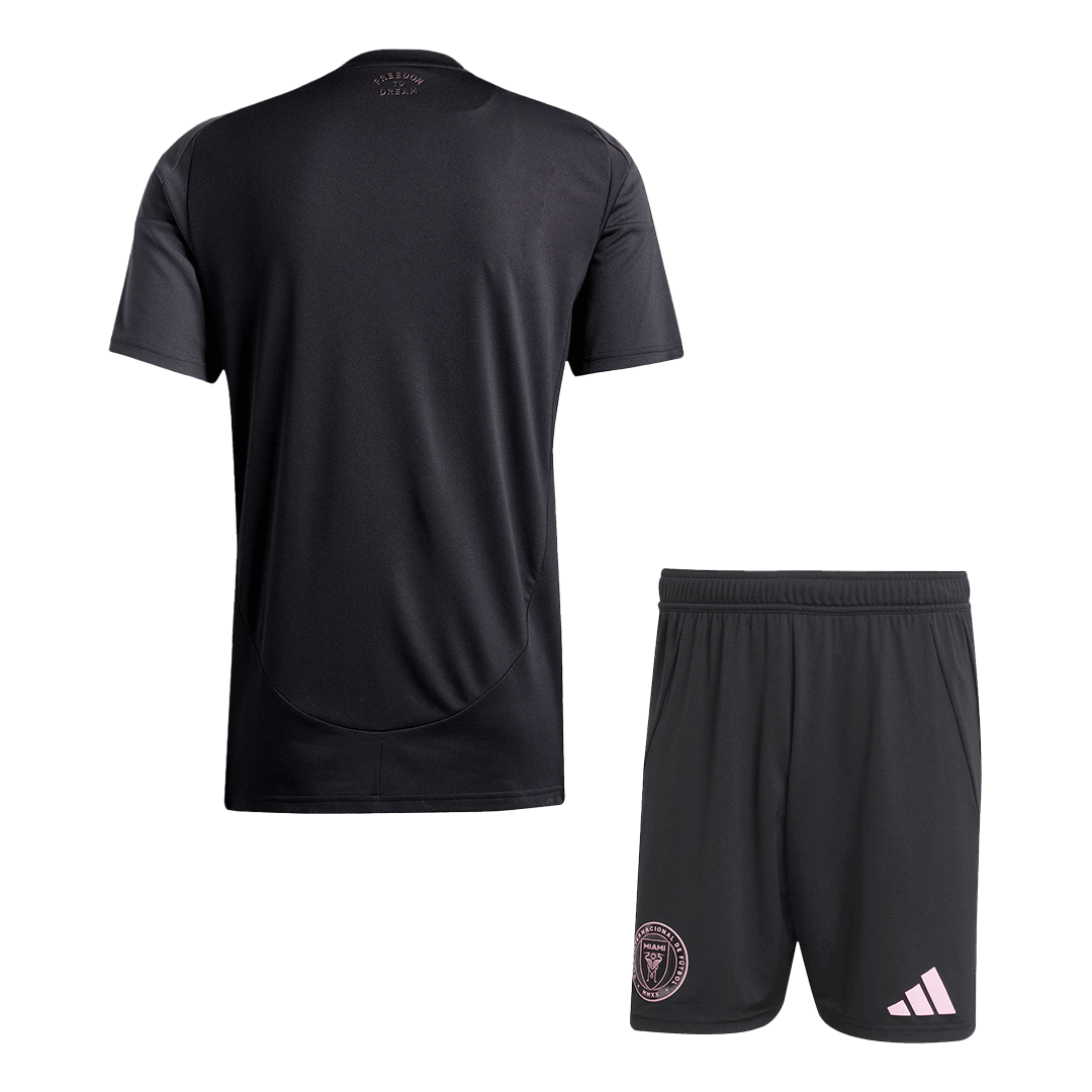 Kit de visitante del Inter Miami (camiseta y pantalón corto) 2025, negro y gris