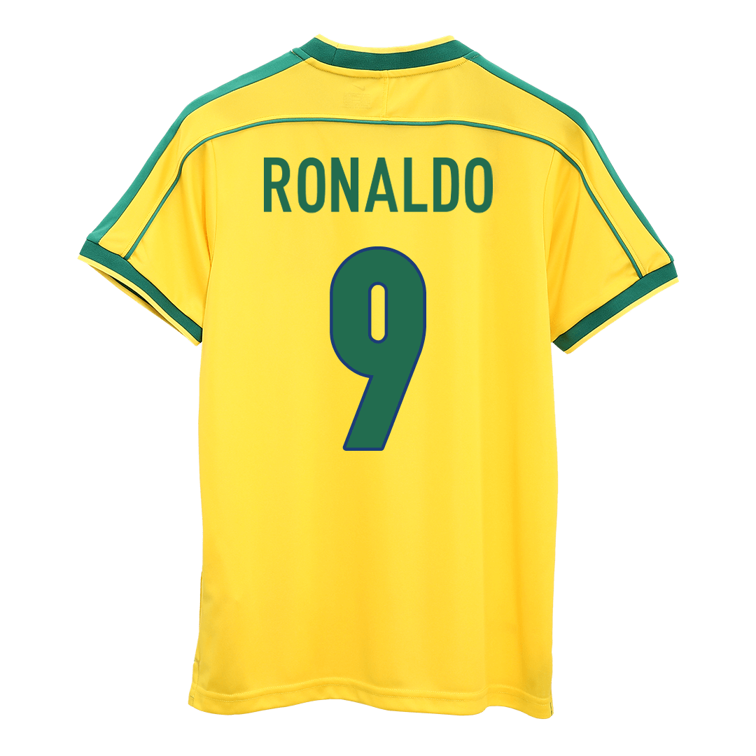 Camiseta retro de fútbol local de Brasil RONALDO #9 1998 - Copa del Mundo