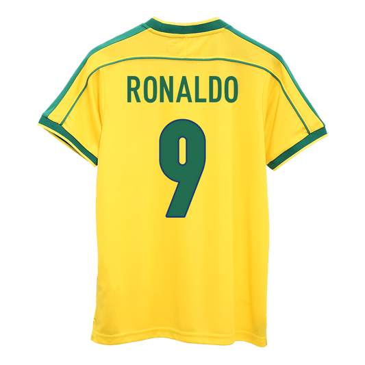 Camiseta retro de fútbol local de Brasil RONALDO #9 1998 - Copa del Mundo