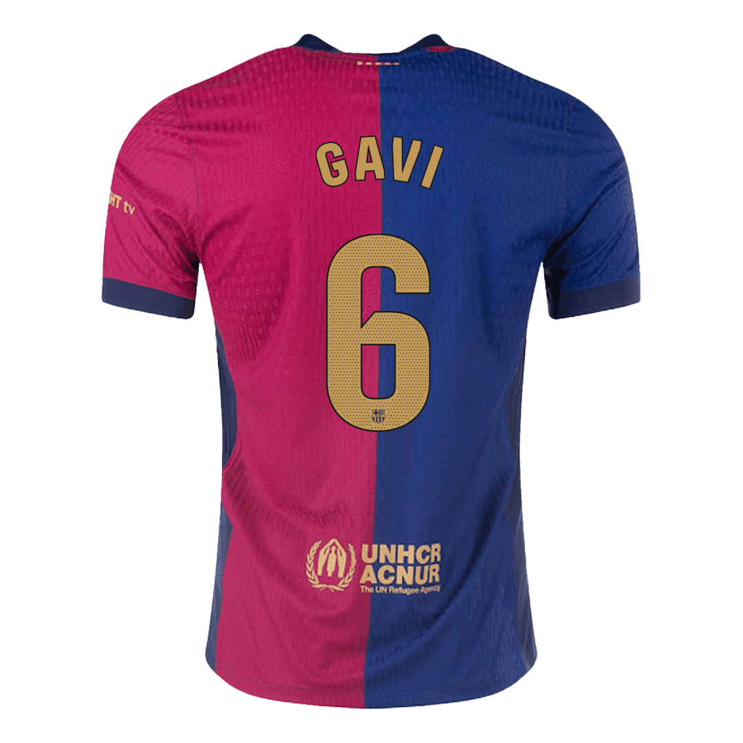 Camiseta de fútbol local auténtica GAVI #6 del Barcelona 2024/25 - patrocinador antiguo