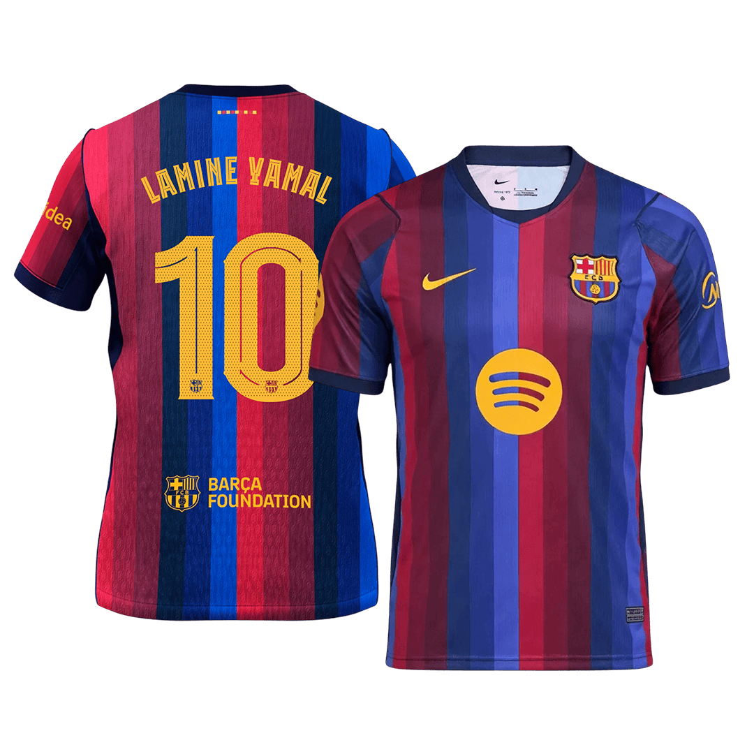 LAMINE YAMAL #10 Camiseta de fútbol de manga corta para hombre, temporada 26/27, Barcelona, local, azul y granate.