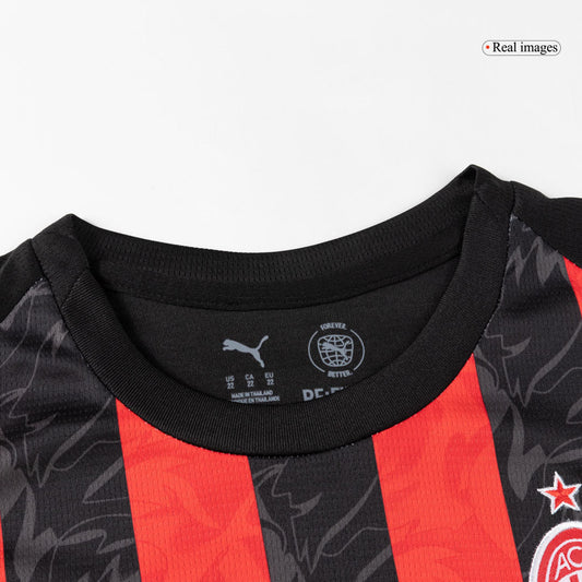Kit de camiseta de fútbol local del AC Milan para niño (camiseta, pantalón corto y calcetines) 2025/26, rojo y negro