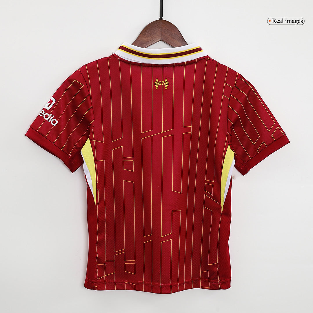 Kit infantil de local del Liverpool 2024/25 (camiseta, pantalón corto y medias)