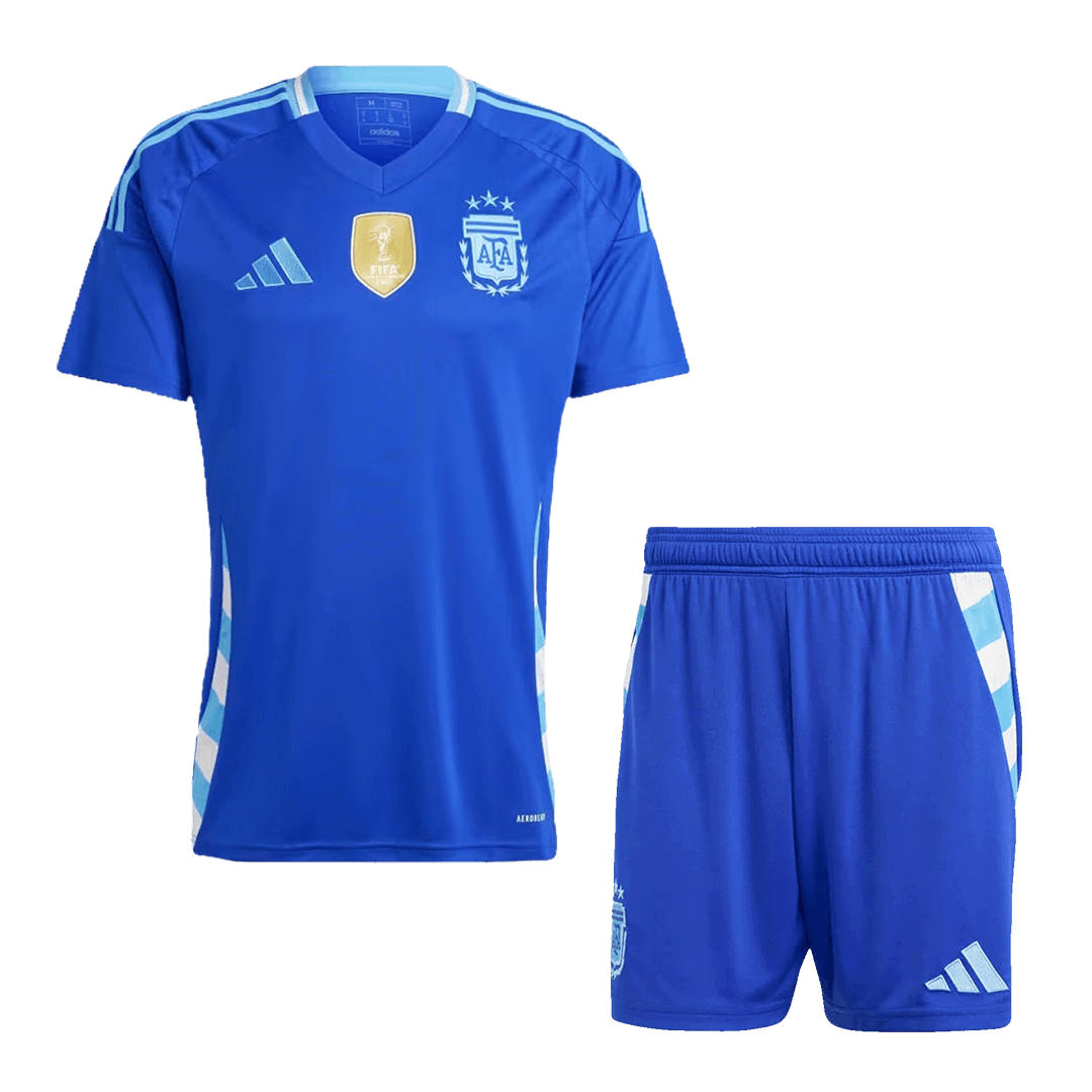 Kit de camiseta de fútbol visitante de Argentina para hombre (camiseta + pantalones cortos) 2024