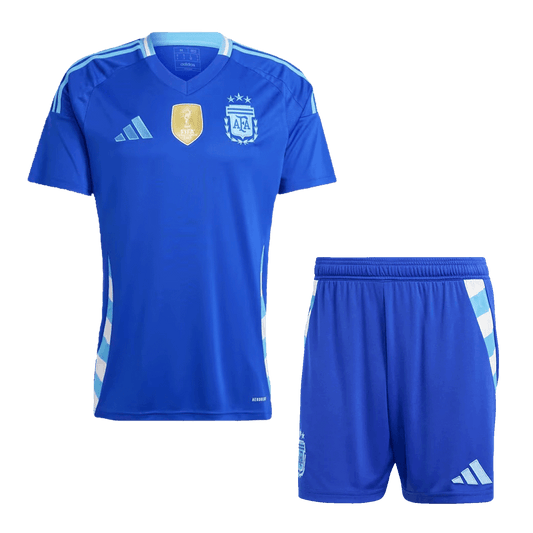 Kit de camiseta de fútbol visitante de Argentina para hombre (camiseta + pantalones cortos) 2024