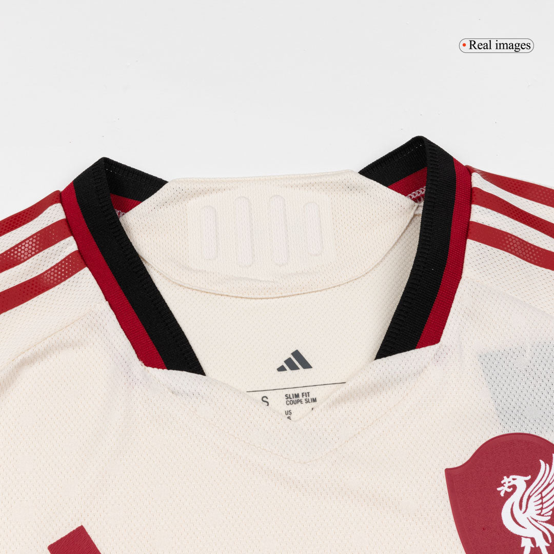 Camiseta de fútbol visitante auténtica del Liverpool ISAK #9 25/26 blanca