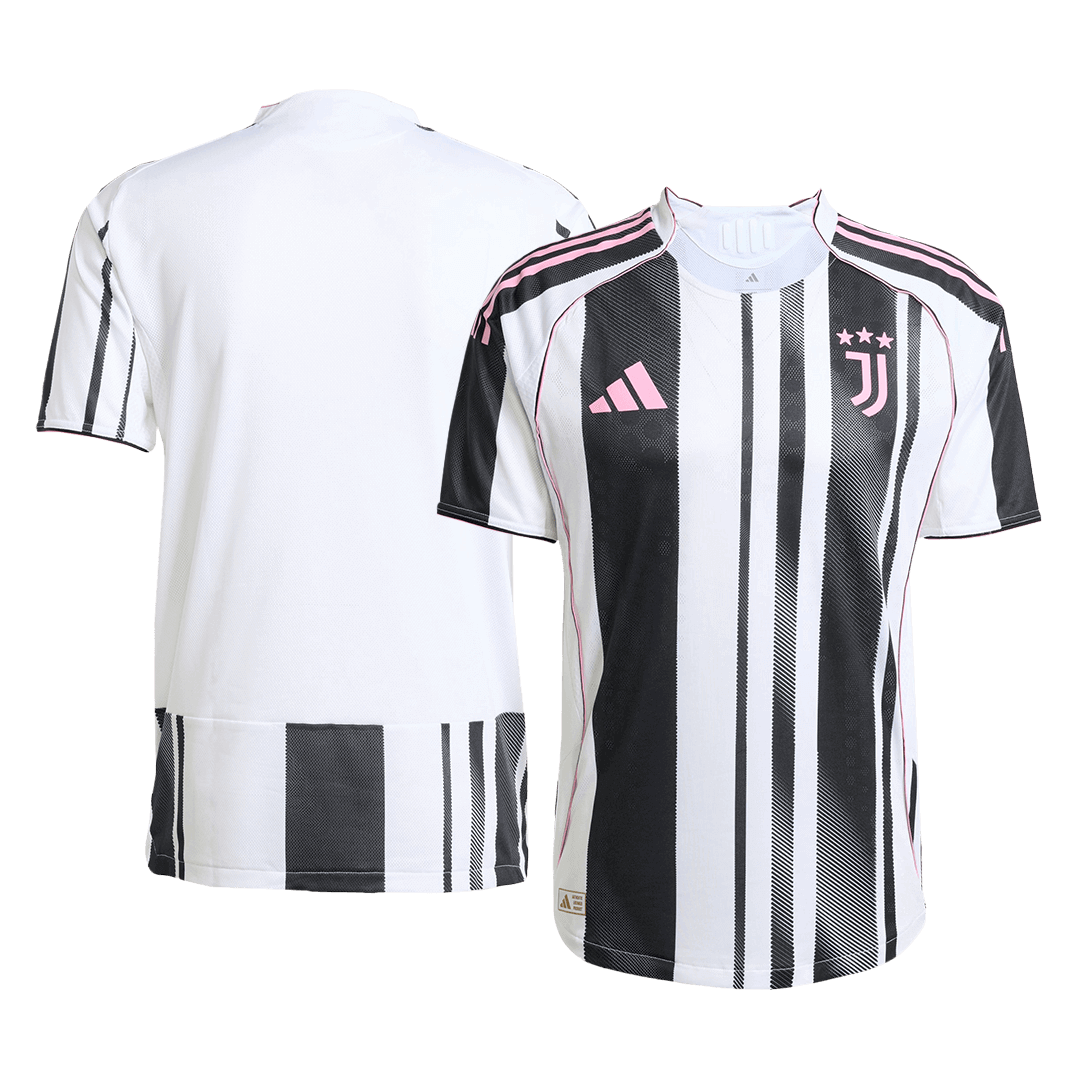 Camiseta de fútbol local auténtica de la Juventus 2025/26 en blanco y negro
