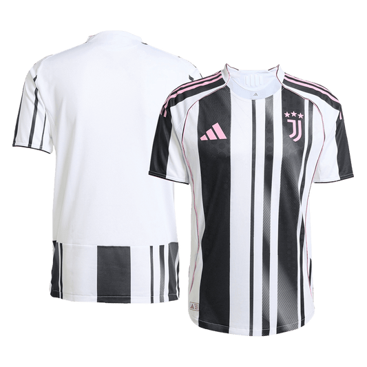 Camiseta de fútbol local auténtica de la Juventus 2025/26 en blanco y negro