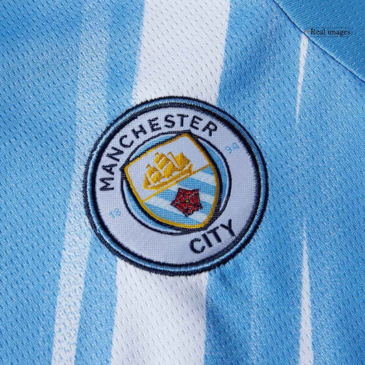 Kit de fútbol local del Manchester City para niño (Kit, pantalón corto y calcetines) 2025/26, azul