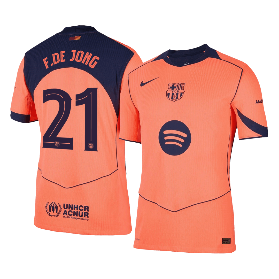 Camiseta de fútbol de visitante auténtica de F.DE JONG #21 del Barcelona 2025/26