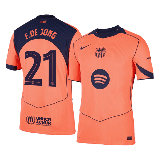 Camiseta de fútbol de visitante auténtica de F.DE JONG #21 del Barcelona 2025/26