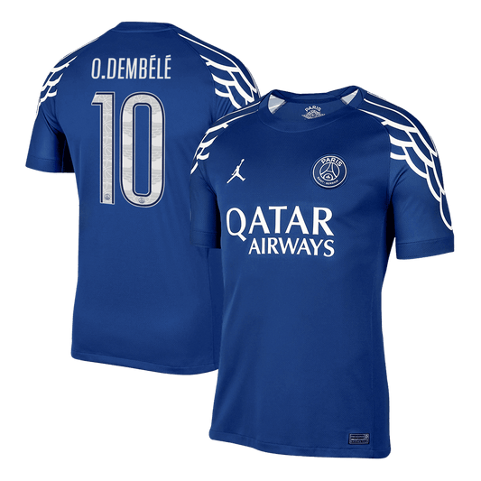 O.DEMBÉLÉ #10 PSG Cuarta camiseta de fútbol visitante 2024/25 Azul marino - UCL