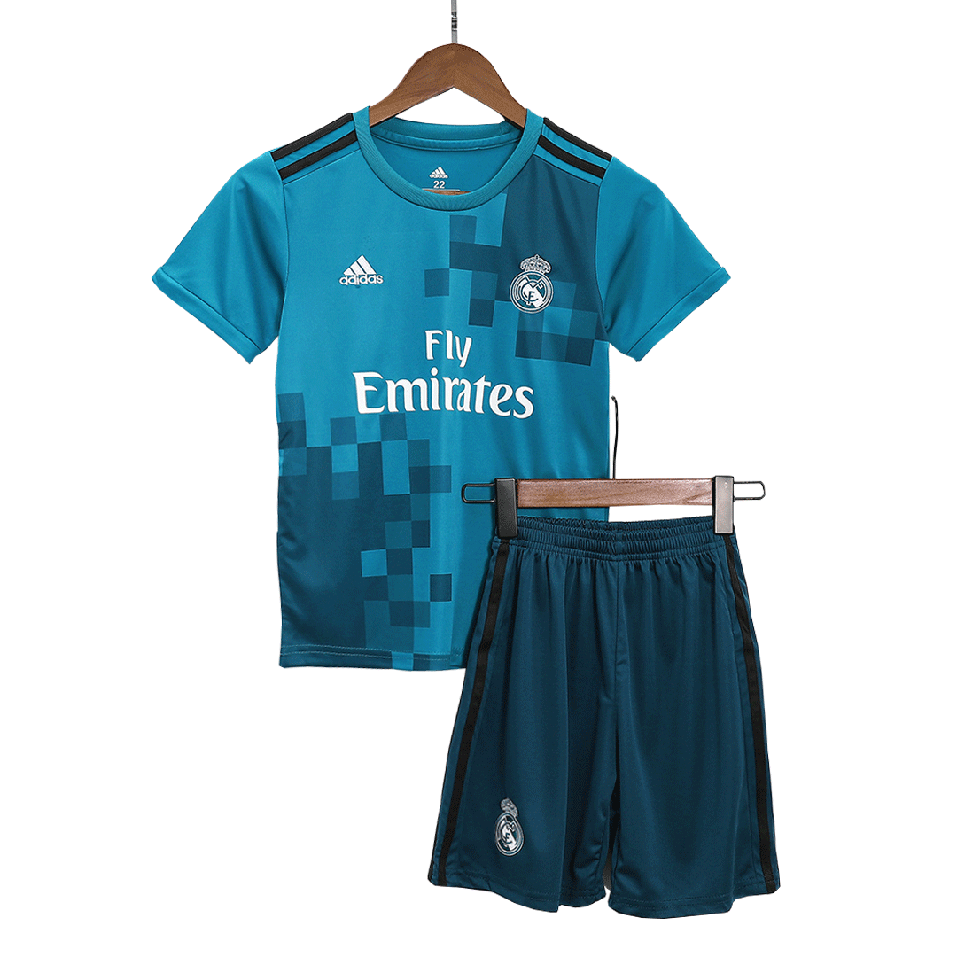 Kit de camiseta de fútbol de la tercera equipación del Real Madrid 2017/18 para niños