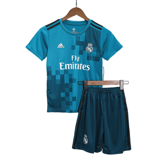 Kit de camiseta de fútbol de la tercera equipación del Real Madrid 2017/18 para niños