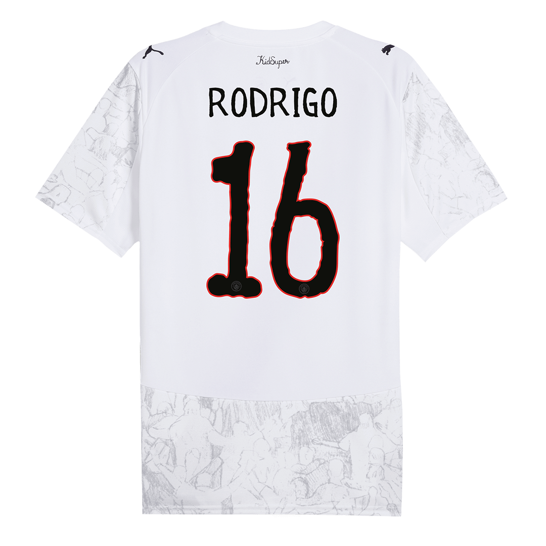 Camiseta de fútbol infantil RODRIGO #16 Manchester City 2025/26 Blanca - Mundial de Clubes