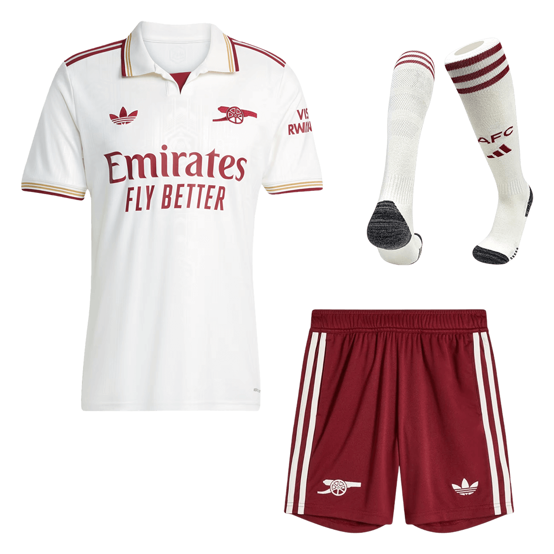 Kit de fútbol visitante del Arsenal (Kit, pantalón corto y medias) 2025/26