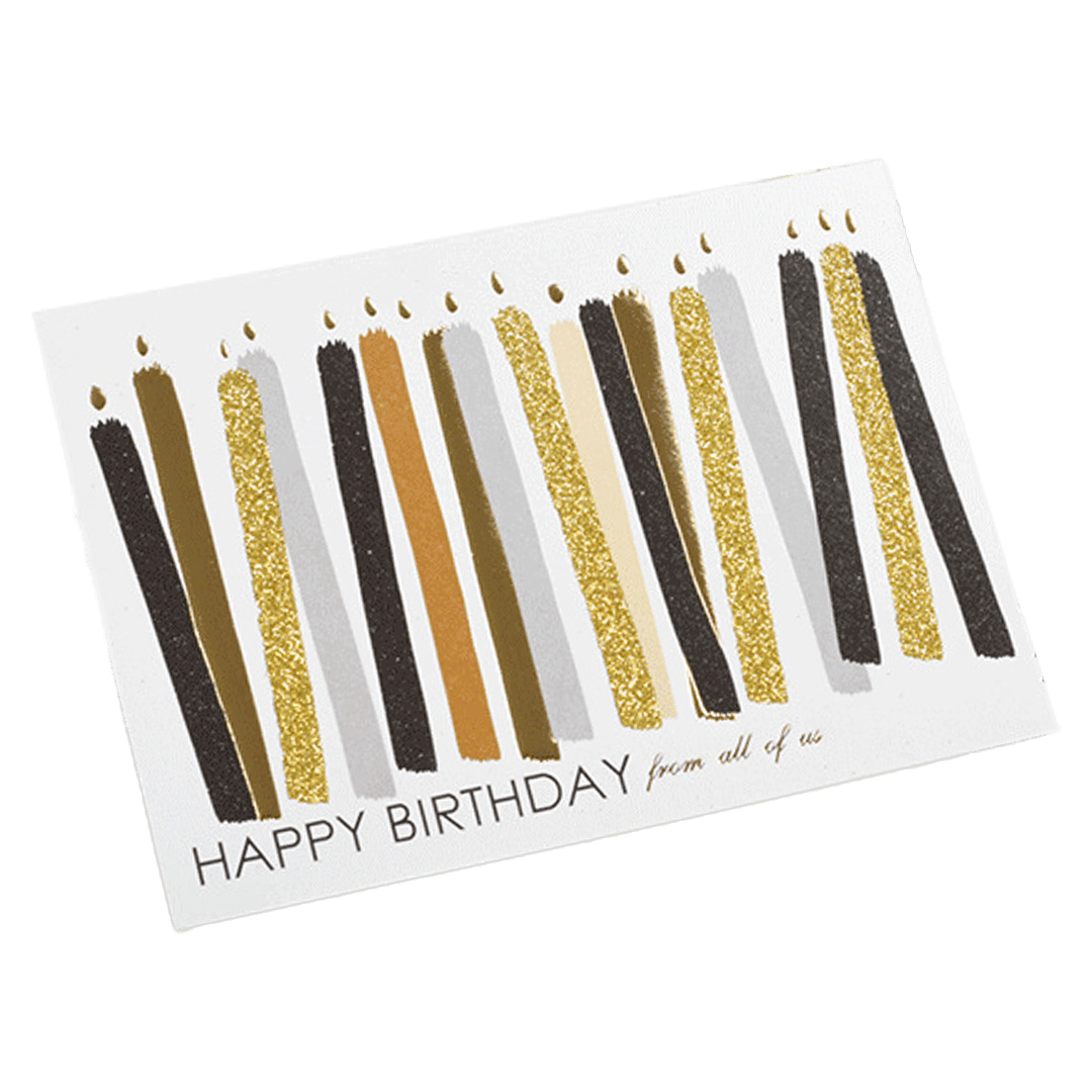 Tarjeta de cumpleaños con vela personalizada en color marrón