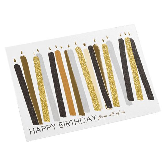 Tarjeta de cumpleaños con vela personalizada en color marrón
